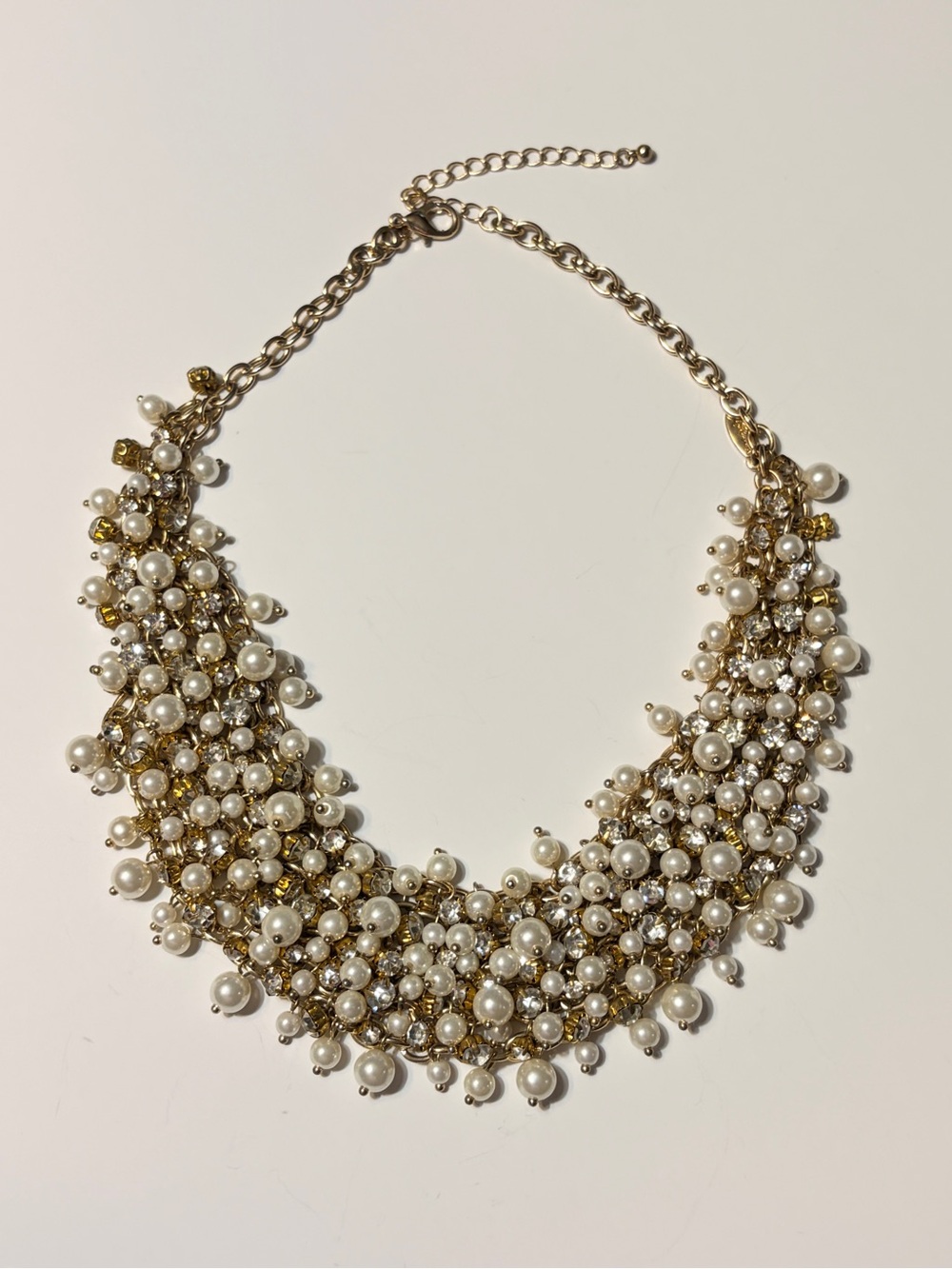 Crystal & Pearl Bib Statement Necklace by Natasha NWT